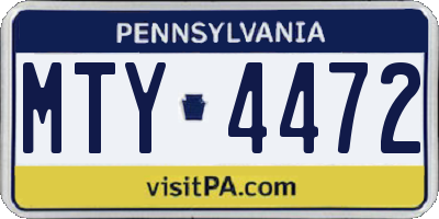 PA license plate MTY4472