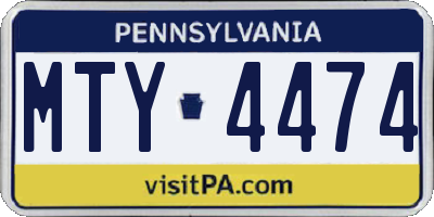 PA license plate MTY4474