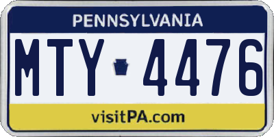 PA license plate MTY4476