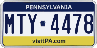 PA license plate MTY4478