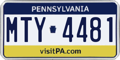 PA license plate MTY4481