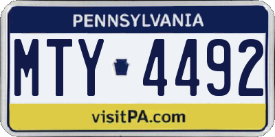 PA license plate MTY4492