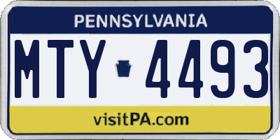 PA license plate MTY4493