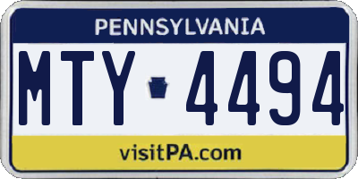 PA license plate MTY4494