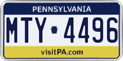 PA license plate MTY4496