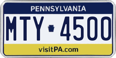 PA license plate MTY4500