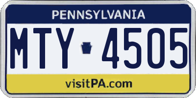 PA license plate MTY4505