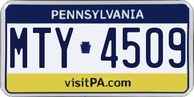 PA license plate MTY4509