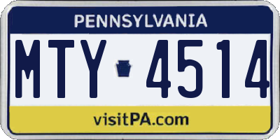 PA license plate MTY4514