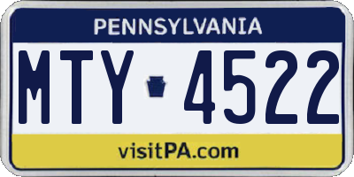 PA license plate MTY4522