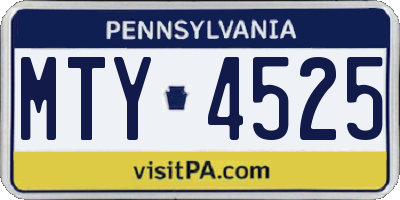 PA license plate MTY4525