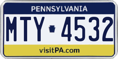 PA license plate MTY4532