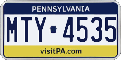 PA license plate MTY4535