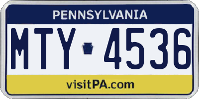PA license plate MTY4536