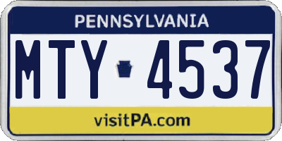 PA license plate MTY4537