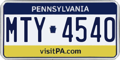 PA license plate MTY4540