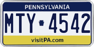 PA license plate MTY4542