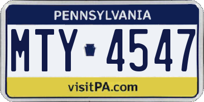 PA license plate MTY4547