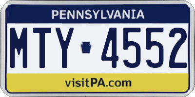 PA license plate MTY4552