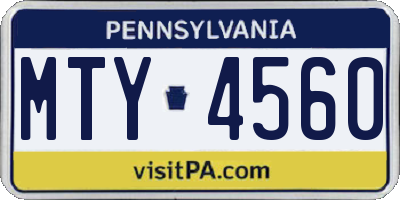 PA license plate MTY4560