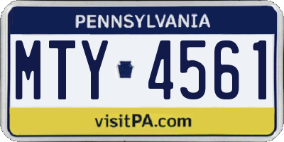 PA license plate MTY4561
