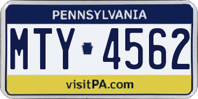 PA license plate MTY4562