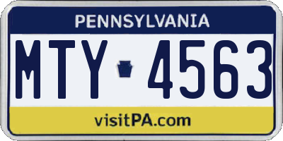 PA license plate MTY4563