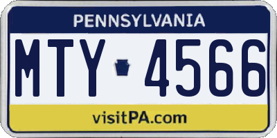 PA license plate MTY4566