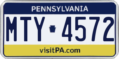 PA license plate MTY4572