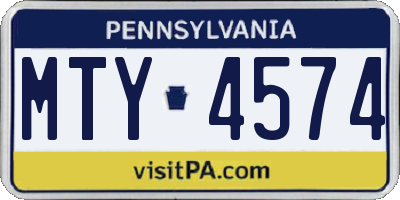 PA license plate MTY4574
