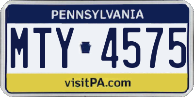 PA license plate MTY4575