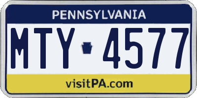 PA license plate MTY4577