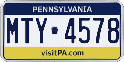 PA license plate MTY4578