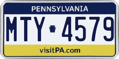 PA license plate MTY4579