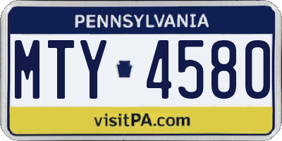 PA license plate MTY4580