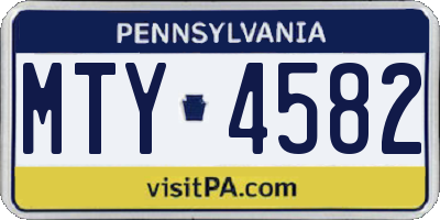 PA license plate MTY4582