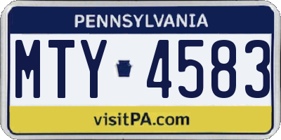 PA license plate MTY4583