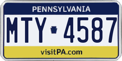 PA license plate MTY4587