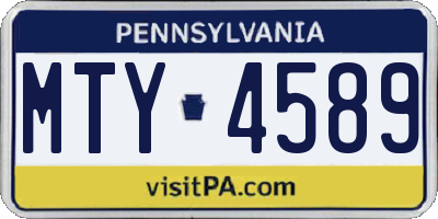 PA license plate MTY4589