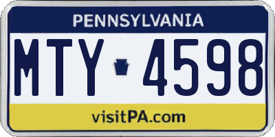 PA license plate MTY4598