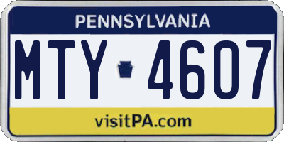 PA license plate MTY4607