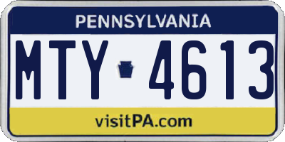 PA license plate MTY4613