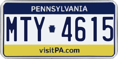 PA license plate MTY4615