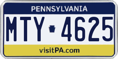 PA license plate MTY4625