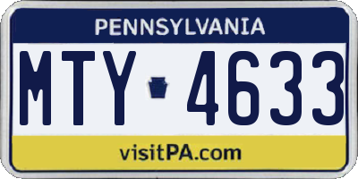 PA license plate MTY4633
