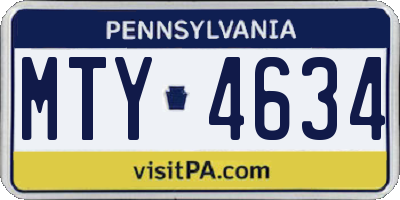 PA license plate MTY4634