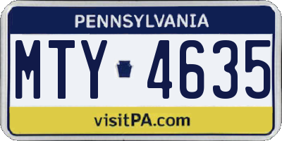 PA license plate MTY4635