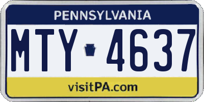 PA license plate MTY4637