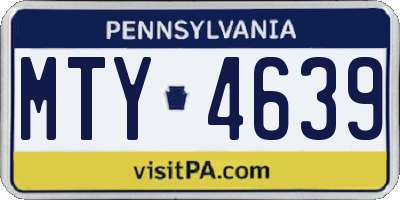 PA license plate MTY4639