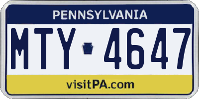 PA license plate MTY4647